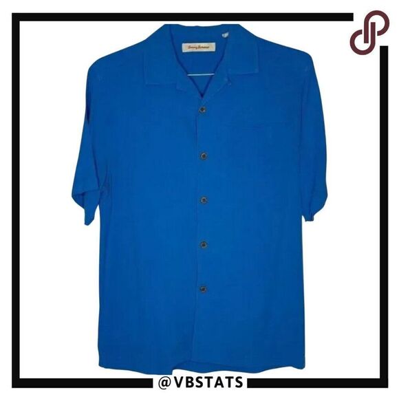 Small Tommy Bahama Blue All Silk SS Shirt - Picture 1 of 4
